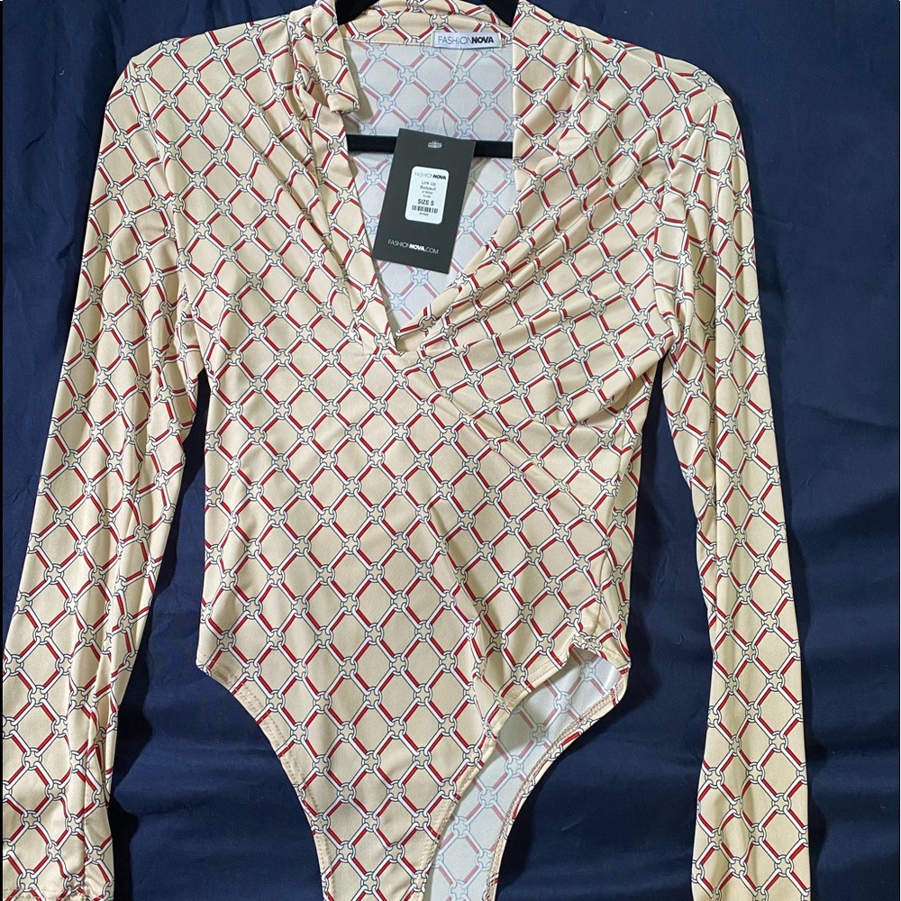 Cream chain link bodysuit